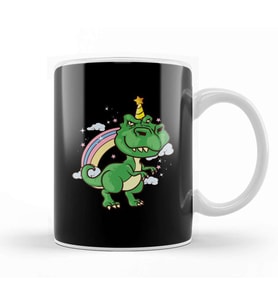 Funny Dinosaur Unicorn Unisaur Mythical Animal Kupa Bardak Porselen