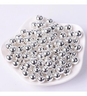 50 Adet Gümüş Silver Metalize 14mm Parlak Boncuk - Hobi Boncuk - Parlak Gold