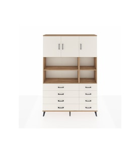 Arges Gardrop 8 Raflı 8 Çekmeceli 3 Kapaklı 132x30x195 Çam-Aytaşı