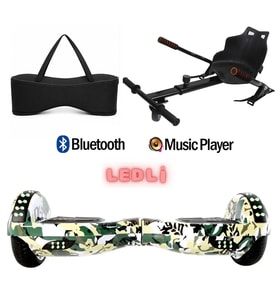 Elektrikli Kaykay Scooter Akıllı Denge Hoverboard + HoverKart + Çanta FULL LEDLİ EXTREM PAKET D07