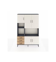 Arges Dolap 9 Raflı 3 Çekmeceli 5 Kapaklı 132x30x195 Antrasit-Aytaşı/Çam