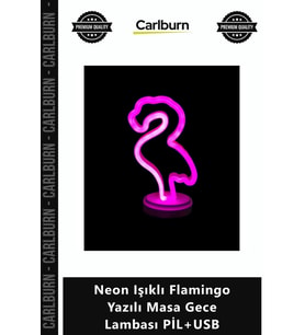 Özel Üretim Dekoratif Modern Estetik Neon Işıklı Flamingo Yazılı Masa Gece Lambası PİL+USB