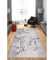 Pembe Çiçekli Kaymaz Tabanlı Makinede Yıkanabilir Halı FW007 - 100 x 160 cm