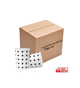 6.5  Oz Karton Bardak 1500 Adet Isıya Dayanıklı 1.Kalite (Beyaz-İndigo)
