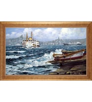 EV İŞYERİ OFİS İÇİN ALTIN ÇERÇEVELİ PASPARTULU TABLO VB705