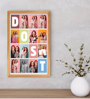 BK Gift Kişiye Özel Dost Temalı Dekoratif Retro Ahşap Çerçeveli Tablo 40x25cm-1