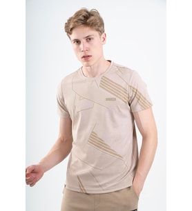 Maraton Regular Erkek Bisiklet Yaka Açık Vizon T-shirt
