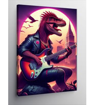 Kanvas Tablo Gitar Çalan Dinazor