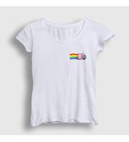 Presmono Kadın Beyaz Nyan Cat Meme Kedili T-Shirt 460749tt (Beyaz)