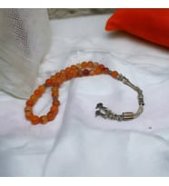 Doğal DAMARLI AKİK Taşlı Tespih - El Yapımı Koleksiyonluk Parça
