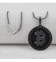 Bitcoin 925 Ayar Gümüş Erkek Kolye
