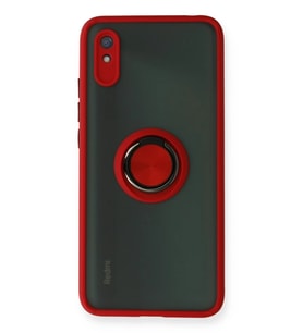 Redmi 9A Kılıf Montreal Yüzüklü Silikon Kapak - Kırmızı
