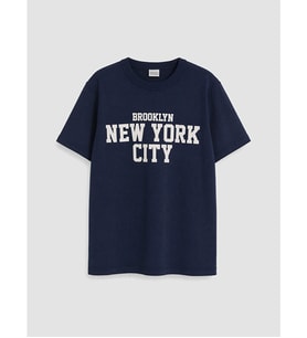 LCW Kids Lacivert New York Baskılı Erkek Çocuk Tişört