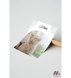 Kişiye Özel İsimli Kedi Posteri Mavi, Çerçevesiz Yüksek Kalite Duvar Afişi