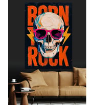 Doğ Rock Müzik Kurukafa Dekoratif Kanvas - Mdf Ahşap Tablo