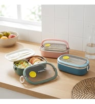 Paslanmaz Çelik Yemek Kabı 750 ml, Çatal Kaşık Dahil, Kilitli Kapaklı Lunch Box, Yemek Taşıma ve Saklama Kabı, 21x12x7,50 cm, Yeşil/Pembe/Mavi