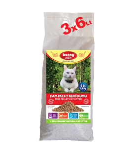 Bonny Nice Doğal Pellet Çam Peleti Kedi Kumu 3.6 kg 6 l x 3 Paket