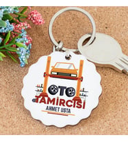 İsme Özel Oto Tamircisi Papatya Anahtarlık