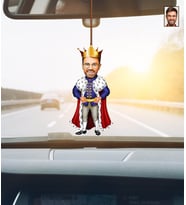 Kişiye Özel Karikatürlü Kral Temalı Ahşap Araba Dikiz Ayna Süsü