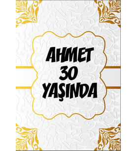 Beyaz Desenler Klasik Temalı Doğuım Günü Afişi 35X50 cm