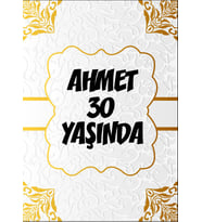 Beyaz Desenler Klasik Temalı Doğuım Günü Afişi 35X50 cm