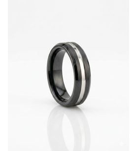 Erkek Silver Renk Çizgi Detay 6 mm Tungsten Yüzük