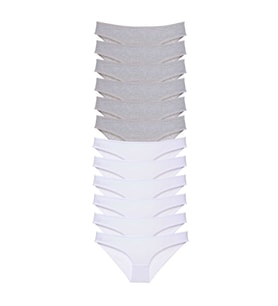 12 adet Süper Eko Set Likralı Kadın Slip Külot Gri Beyaz