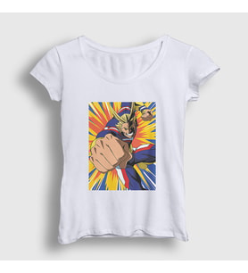 Presmono Kadın Beyaz All Might V2 Anime Boku No Hero Academia T-Shirt 234159tt