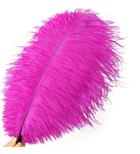 3 ADET BÜYÜK BOY 35 CM KOYU PEMBE DEVE KUŞU TÜYÜ VIP DARK PINK OSTRICH FEATHER DEKOR PEMBE KUŞ TÜYÜ