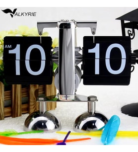 Valkyrie Retro Metanik Yaprak Saat Ev Ofis Masa Saati Paslanmaz Çelik Çift Bacak Siyah