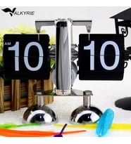 Valkyrie Retro Metanik Yaprak Saat Ev Ofis Masa Saati Paslanmaz Çelik Çift Bacak Siyah