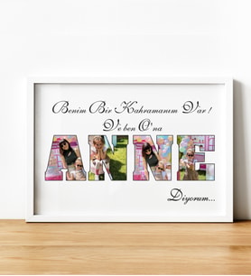 Benim Bir Kahramanım Var Kişiye Özel 13*18 cm ANNE Çerçeve Tablo