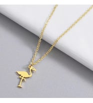 Minimal Flamingo Figürlü Kolye 925K Gümüş (Gold)