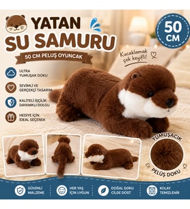 Oyuncak Peluş 50 CM Yatan Su Samuru Ultra Yumuşak Sevimli Su Samuru Peluş Oyuncak