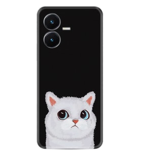Vivo Y22S Kılıf Resimli Desenli Silikon Platinium Series White Cat 1835