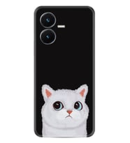 Vivo Y22S Kılıf Resimli Desenli Silikon Platinium Series White Cat 1835
