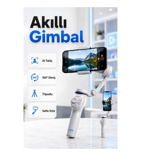 3 Eksen Akıllı Telefon Gimbali – AI Takipli, 360° Dönebilen, Tripod ve Selfie Stick Özellikli