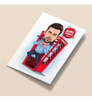 Kişiye Özel Kahramana Dönüşen Adam Karikatürlü Tebrik Kartı