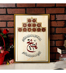 Tablore Kubbe Tezhip Desenli Nazar Ayeti Hat Sanatı Çerçeveli Kanvas Tablo Modern Salon Dekoru