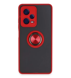 Mey İthalat® Poco X5 Pro 5G Kılıf Montreal Yüzüklü Silikon Kapak - Kırmızı