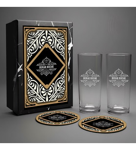 Kişiye Özel Premium Rakı Bardağı Seti – 2’li Bardağıyla – Premium Kutuda – Amcaya Hediye