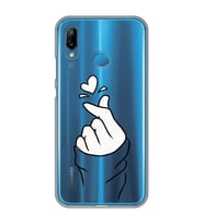 Huawei P20 Lite Uyumlu Kalp Desenli Şeffaf Telefon Kılıfı