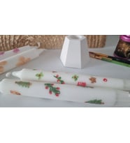 Şamdan Desenli Mum - 2 li (Yılbaşı Kırmızısı)