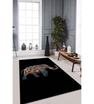 Siyah Filli Kaymaz Tabanlı Makinede Yıkanabilir Halı RV239 - 100 x 160 cm