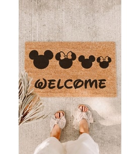 Welcome Mickey Mouse Kapı Önü Paspası Baskılı Koko Paspas Kıl Paspas Daire Apartman Paspası