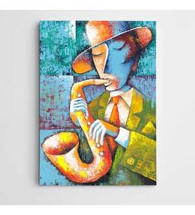Müzisyen Saksafon Modern Sanat Kanvas Tablo