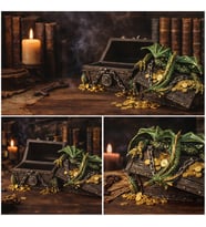 Ejderha Hazine Sandığı Dekoratif Kutu – Fantastik Dragon Takı & Mücevher Saklama Kutusu El Boyaması