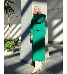Jileli Triko İkili Takım (Yeşil)