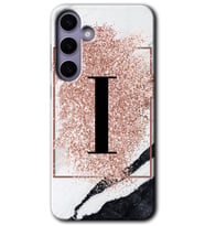 Galaxy S24 Kılıf HD Desen Baskılı Kılıf - Pembe Mermer Desenli I Harfi