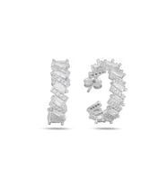 Zirconia Taşlı Diamond Tamtur Baget Halka Kadın Gümüş Küpe 17 MM (Beyaz)